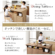 キッチン収納・作業台・テーブルになる1台3役のワイドバタフライキッチンカウンター 幅150 Qiiu クイーユ / オークナチュラル