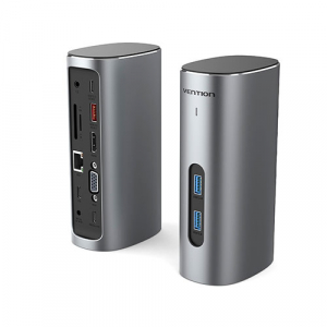 VENTION 12-in-1 USB-C タワードッキングステーション アルミニウム合金 グレー TP-8177