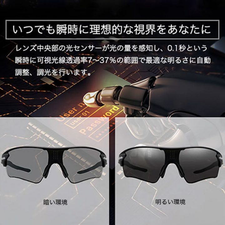 wicue 0.1秒瞬間調光サングラス FLASH スポーツタイプ クリアー VR1901-CL
