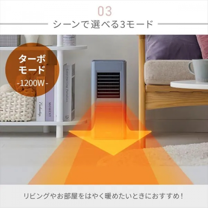大風量セラミックファンヒータースリム ACH-S12A-W / ホワイト