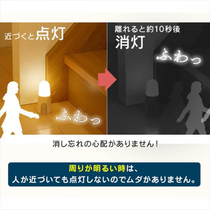 乾電池式LEDセンサーライト スタンドタイプ 電球色