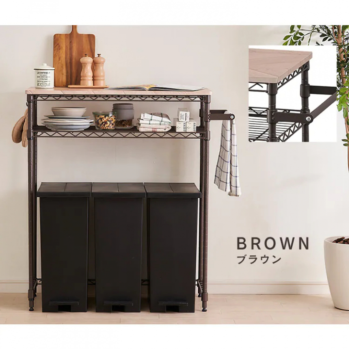 アイリスオーヤマ カラーメタルラック ペール上ラック ロータイプ（幅85cm 高さ90cm）/ホワイト