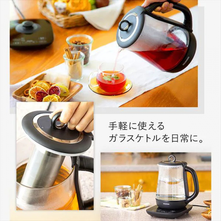ガラスケトル 温度調節付/ブラック