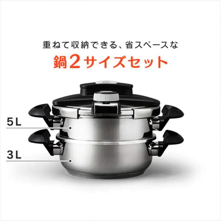 アイリスオーヤマ 両手圧力鍋 5点セット IH対応