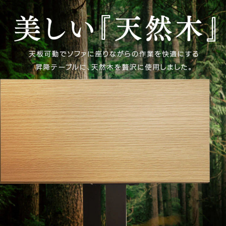 昇降テーブル 一体型 引き出し付き/オーク