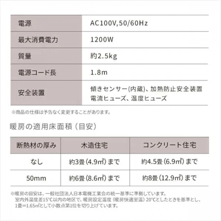 大風量セラミックファンヒーター ACH-M12A-W / ホワイト