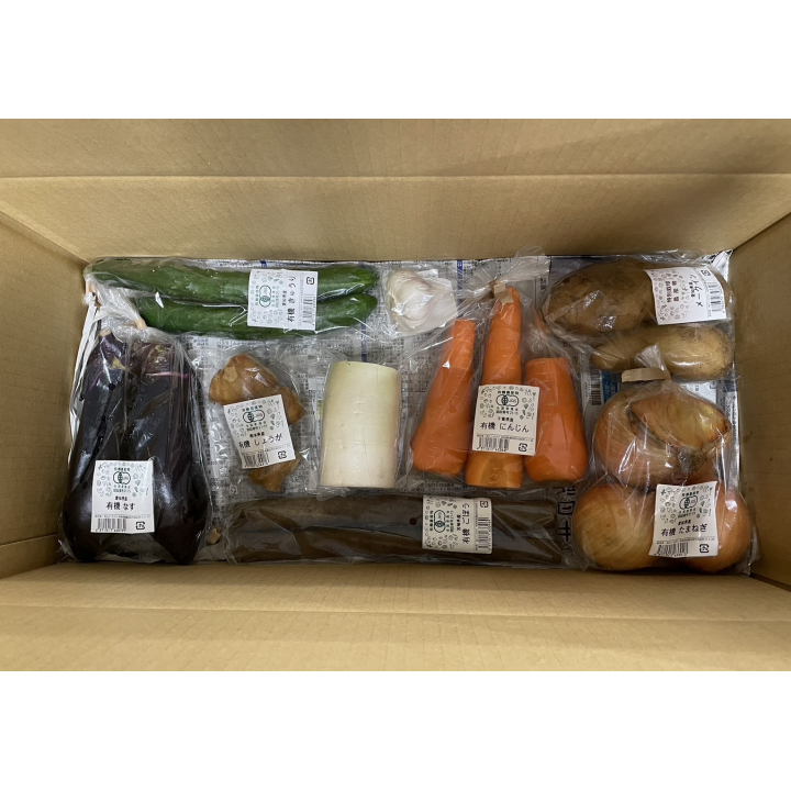 オーガニック・特別栽培野菜セット18品目（野菜15/キノコ2/果物1）4回分（毎週1回×4）