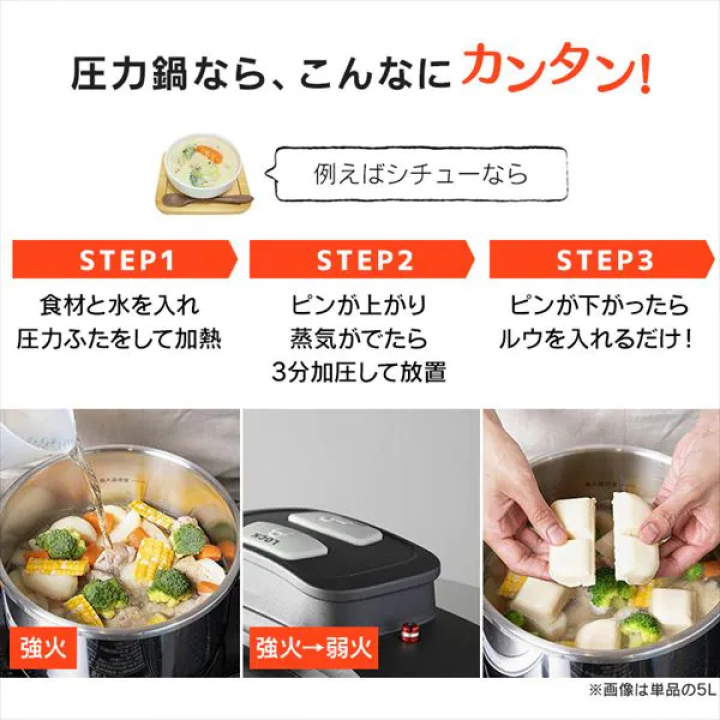 アイリスオーヤマ 両手圧力鍋 5点セット IH対応