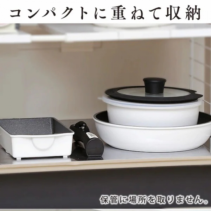 アイリスオーヤマ ダイヤモンドコートパンマーブルIH対応 9点セットホワイト