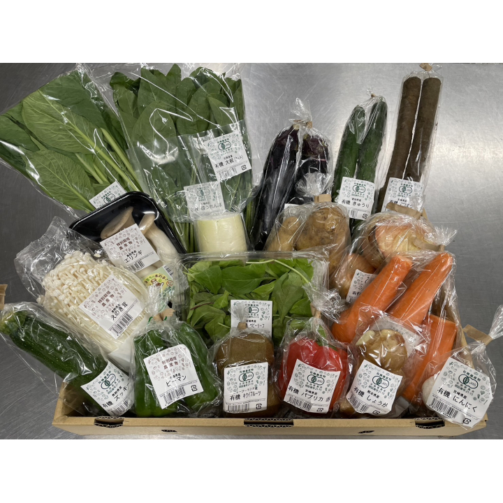 オーガニック・特別栽培野菜セット18品目（野菜15/キノコ2/果物1）4回分（毎週1回×4）