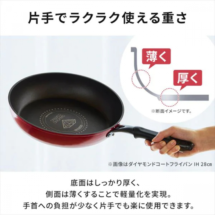 アイリスオーヤマ ダイヤモンドコートフライパン 炒めなべ26cm ガス火専用/ダークレッド・ダークブラウン