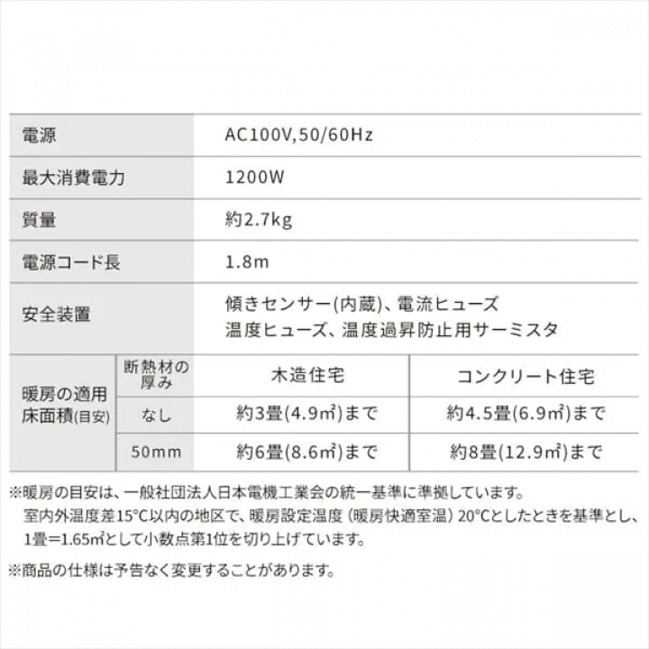 大風量セラミックファンヒータースリム ACH-S12A-W / ホワイト