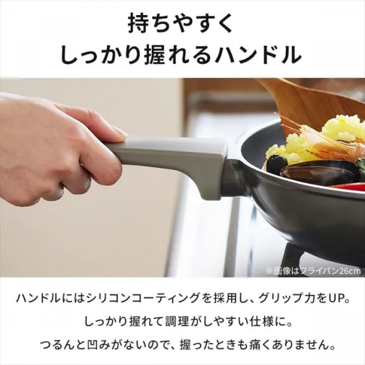 アイリスオーヤマ 取っ手一体型フライパン28cm ガス火専用/パールグレー