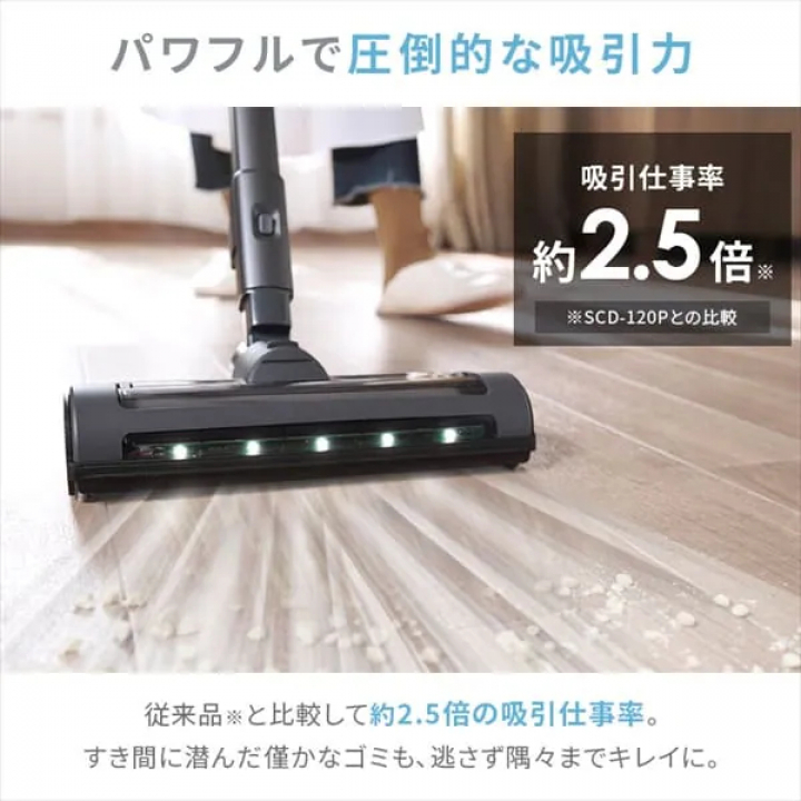 充電式サイクロンスティッククリーナー daspo SCD-190P-H / グレー