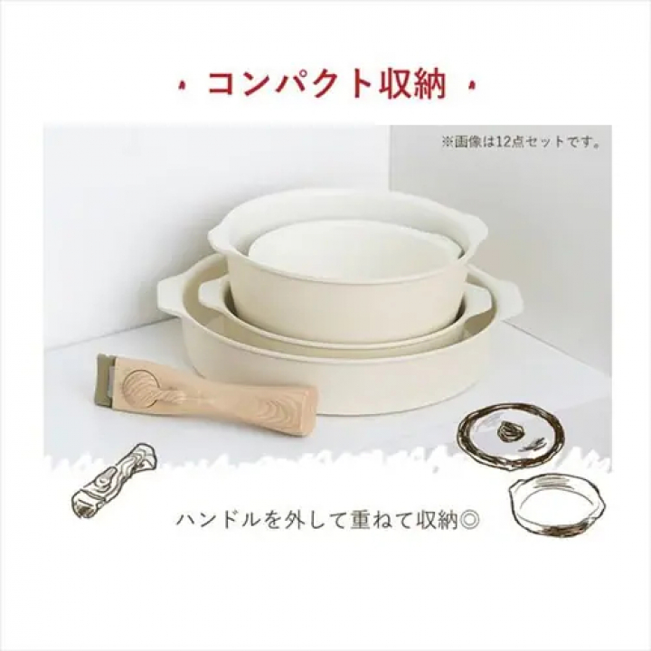 お皿になるフライパン12点セットDPAN-12S / アイボリー