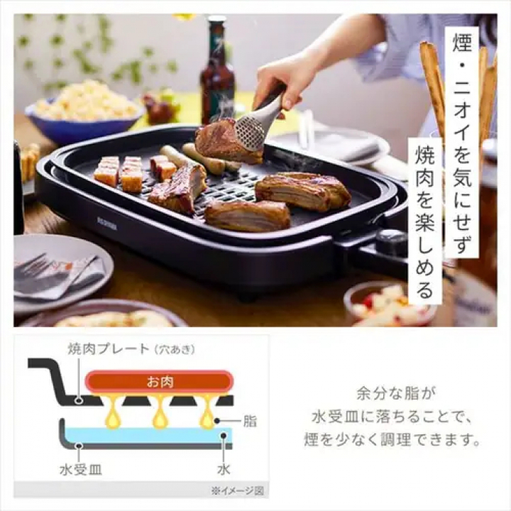 ホットプレート 網焼き風 (焼肉/平面/たこ焼き 24穴) 3枚 IHA-A30-B / ブラック