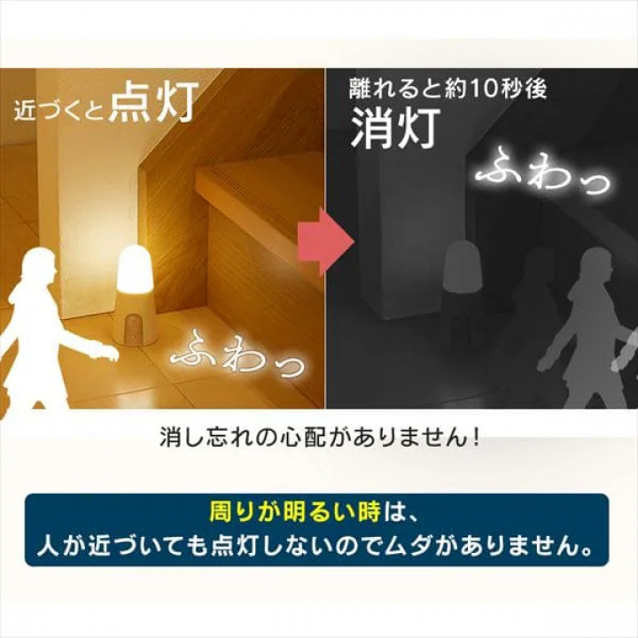 乾電池式LEDセンサーライト スタンドタイプ 昼白色