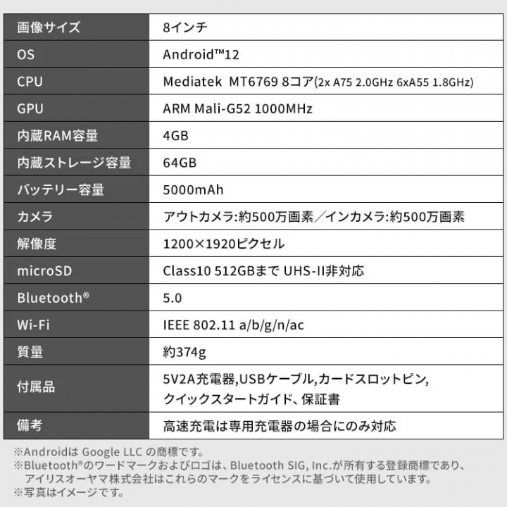 タブレット 8インチ TM082M4N1-B / ブラック