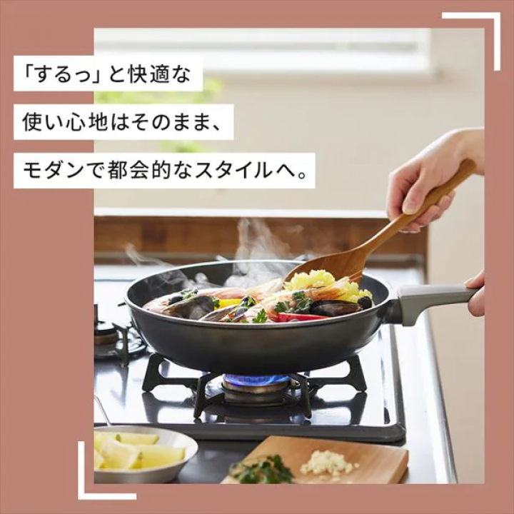 アイリスオーヤマ 取っ手一体型フライパン28cm ガス火専用/パールグレー