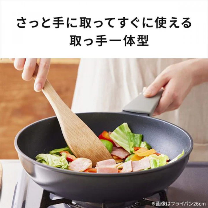 アイリスオーヤマ 取っ手一体型フライパン28cm ガス火専用/パールグレー
