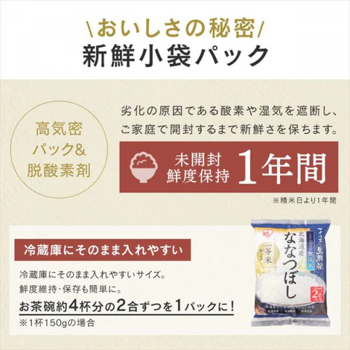 アイリスの生鮮米 無洗米 北海道産ななつぼし 【1.5kg(300g[2合]×5袋入り)×4】