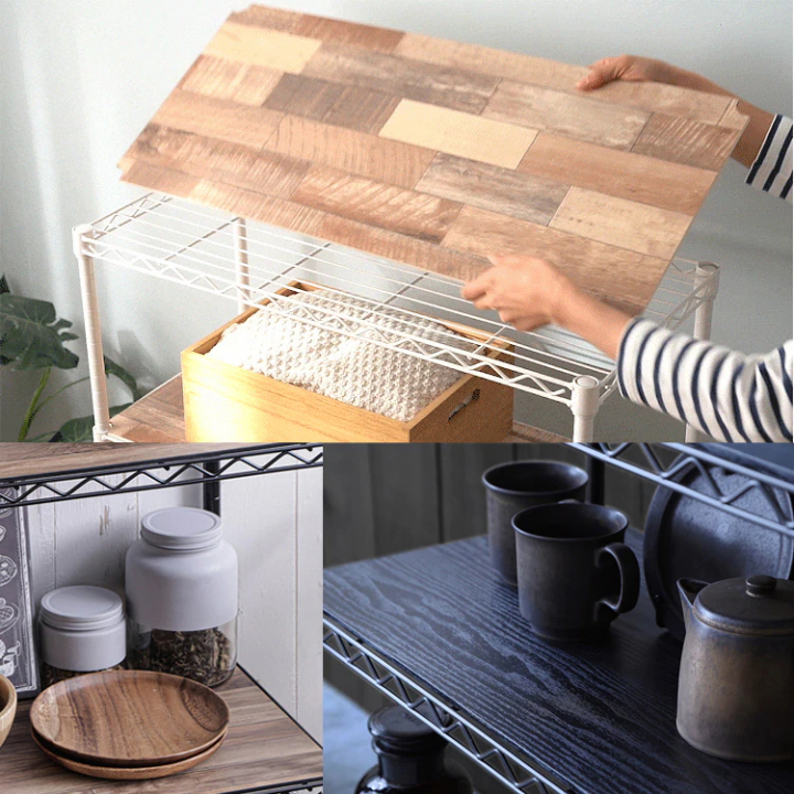 カラーメタルラック ウッドボード付き75×35×103cm/ホワイト