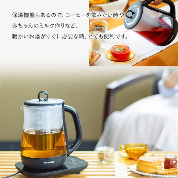 ガラスケトル 温度調節付/ブラック