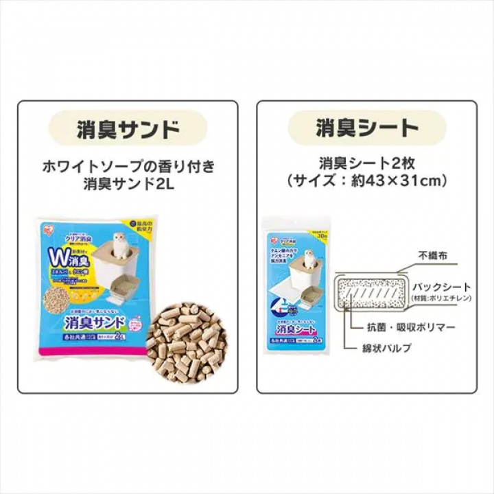 お部屋のにおいクリア消臭 猫用システムトイレ/ホワイト・ベージュ