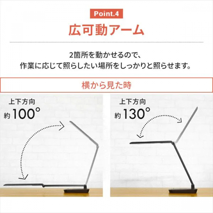 LEDデスクライトQi充電シリーズ 平置きタイプ 調光/ホワイト