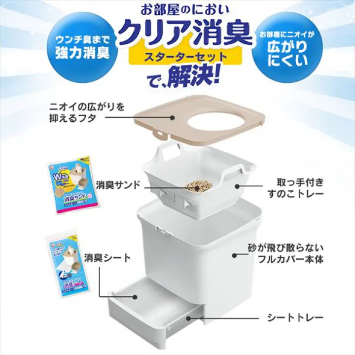 お部屋のにおいクリア消臭 猫用システムトイレ/ホワイト・ベージュ